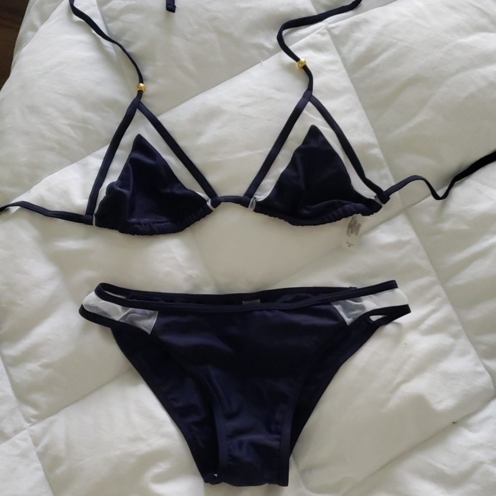 Navy triangle bikini Size M